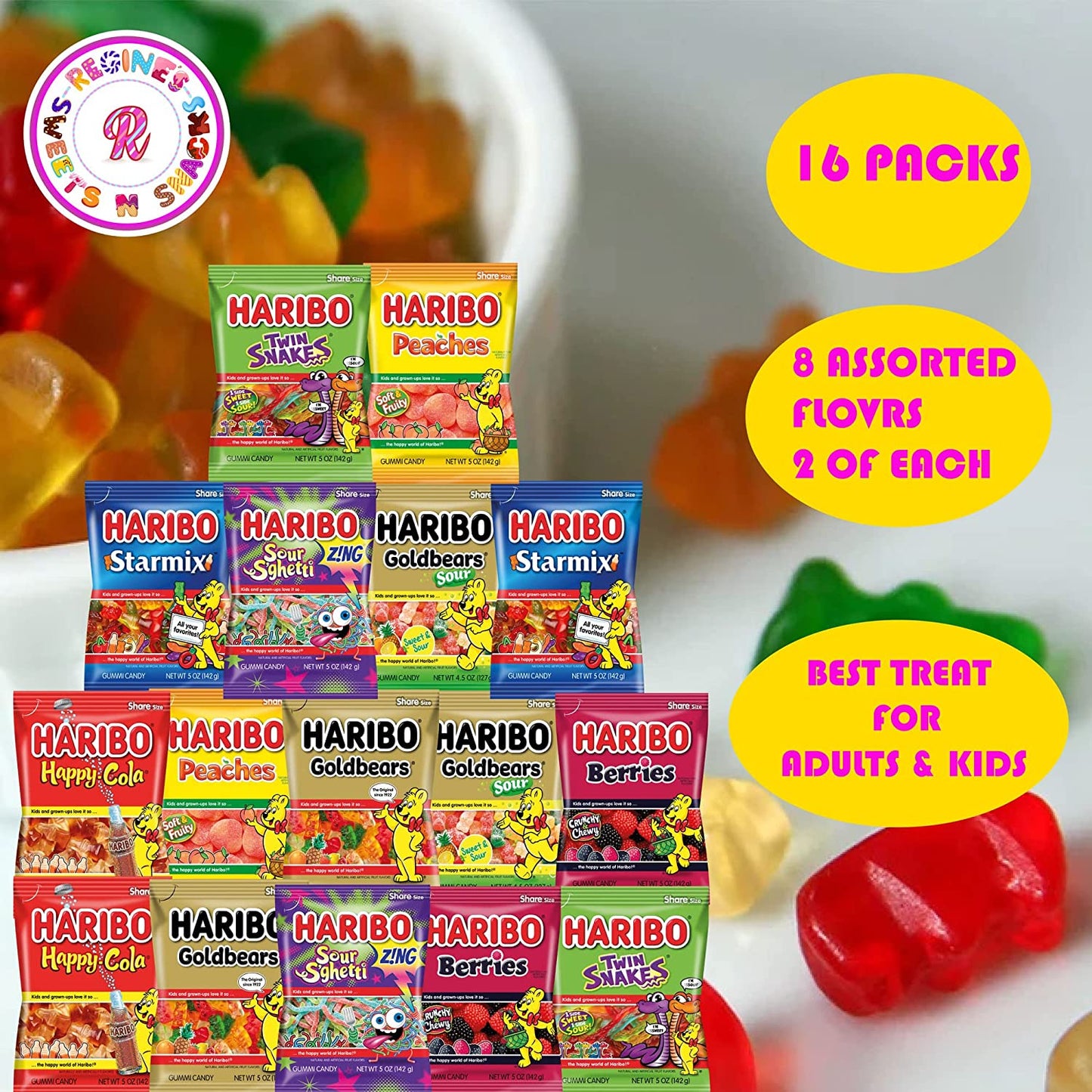 Haribo Gummy Candy Gift Box - 16 Packs